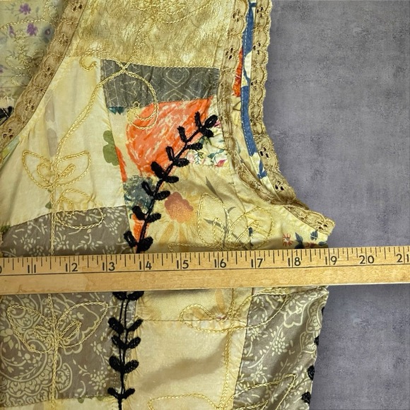 MSAS Y2K Patchwork Embroidered Top Womens L  Ruffle Hem Boho Hippie Festival 90s - Picture 7 of 9